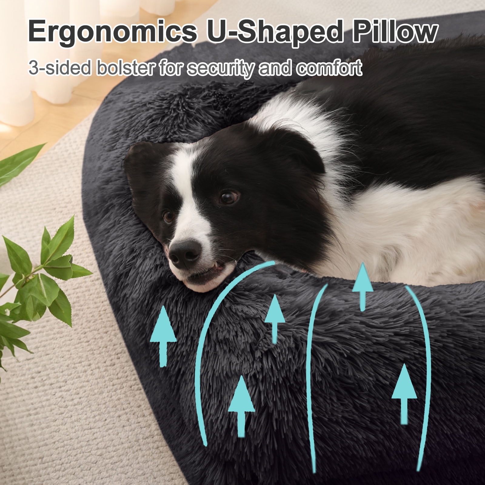 PayUSD Warming Fluffy Orthopedic Dog Beds for Large Dogs,Dog Bed with Plush Thick Egg Foam Support and Non-Slip Bottom, Large Waterproof and Machine Washable Pet Bed Cover