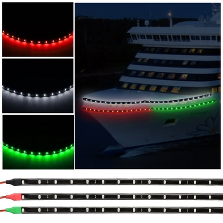 TSV 6 PCS 12v 11.8 Inch High Power 3528 SMD 15 LEDS Flexible Waterproof Red, Green, White LED Strip Light Decoration Light for Bass Boats, Pontoons, Wave Runners, Ski Boats for Fresh and