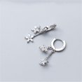 thumbnail image 2 of Aros colgantes de flores para mujeres y niñas, de plata de ley 925, con dijes pequeños de diamantes de imitación y doble margarita, con forma de barra, pequeños aros colgantes para el, 2 of 6