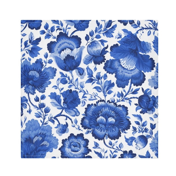 1 Pack 20'' x20" Satin Table Napkins Dinner Napkins for wedding Party Decoration events Blue Floral Pattern