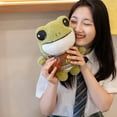 thumbnail image 2 of BESTSKY Green Toys,28cm Cute Frog Design Frog Stuff,Soft Touch Happy Mood Frog Plush,Style1, 2 of 4