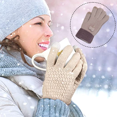 thumbnail image 4 of Guantes de invierno para mujer con pantalla táctil, guantes de punto con forro de lana cálida, puños elásticos, 4 of 5