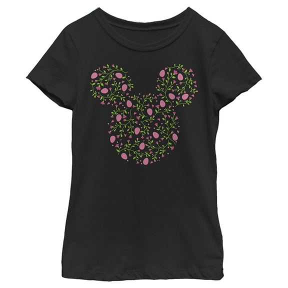 Girl's Mickey & Friends Mickey and Friends Egg Silhouette Graphic Tee Black Medium