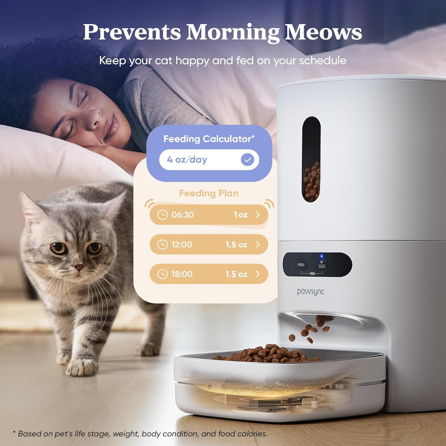 Automatic Cat Feeder with WiFi Smart Scale, 3.6L Timed Food Dispenser for Cats and Dogs, Stainless Steel Bowl, App Control