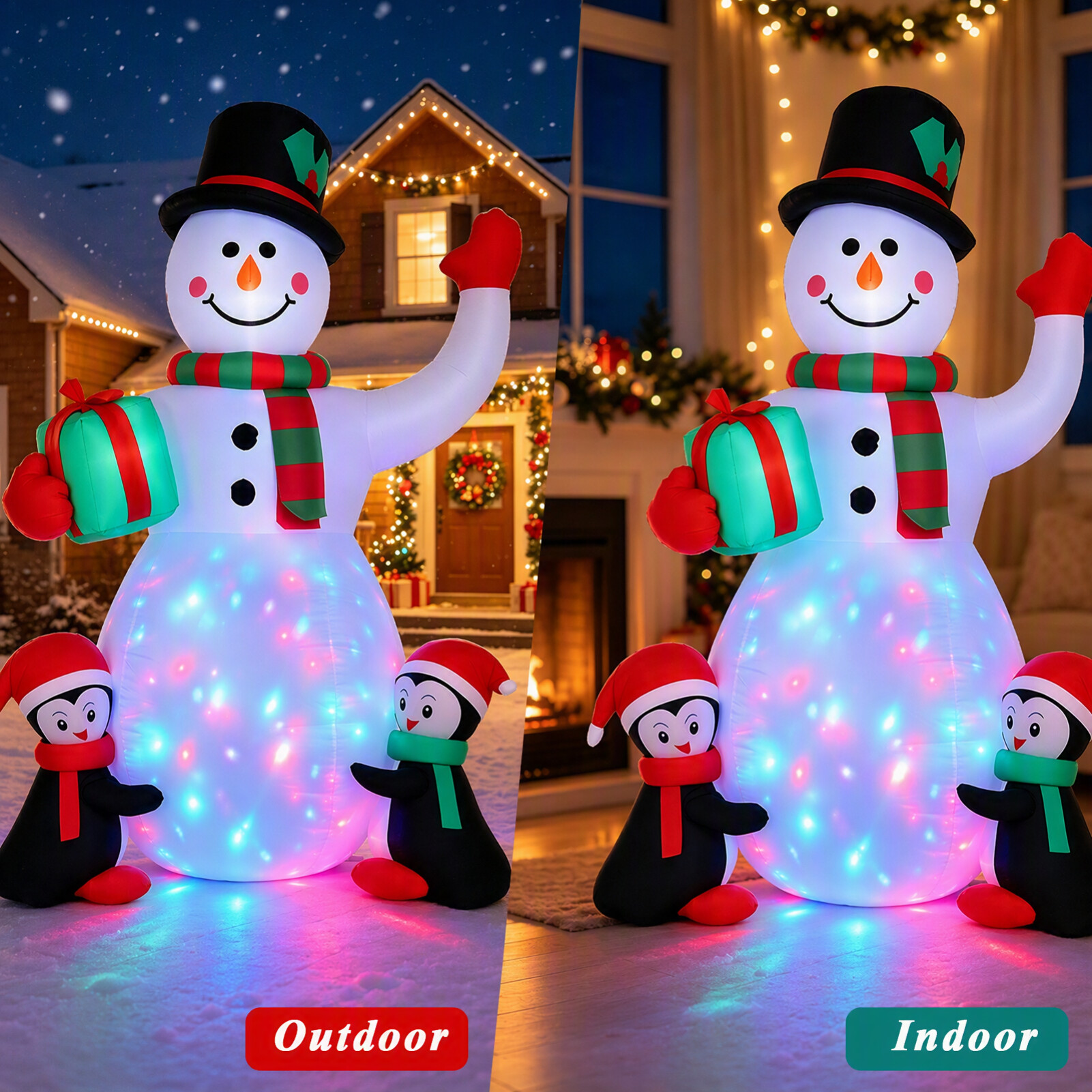 Justpe 6.5-Foot Christmas Inflatable Snowman with Penguins photo 8