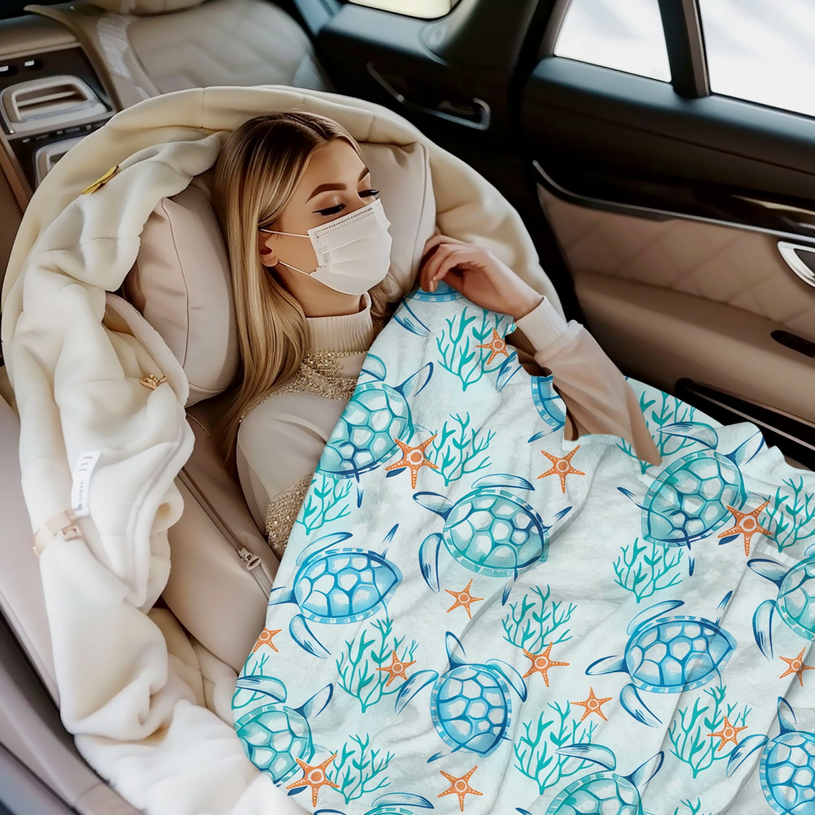 Sea Turtle Blanket for Women Stuff Turtles Blanket Throw Plush Cozy Soft Flannel Bedding Turtle Blankets Gifts for Women Adults Sea Animal Lovers Sofa Couch Bed Room Decor 60"X50"