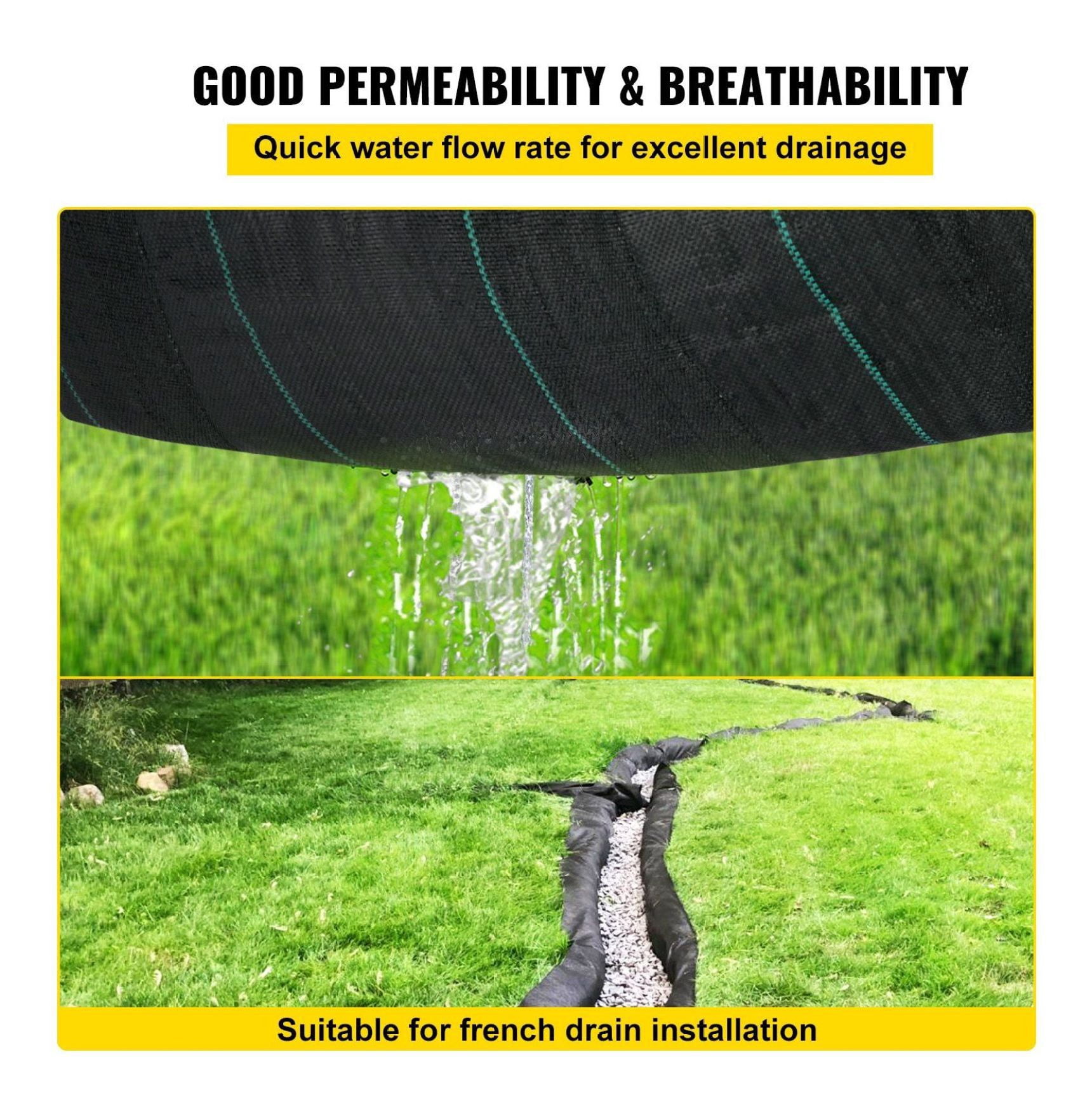 Geotextile Fabric 12.5 x 50 ft, 3.5oz PP Driveway Fabric, 600lbs Strength Weed Barrier for Landscaping, Soil Stabilization, Erosion Control