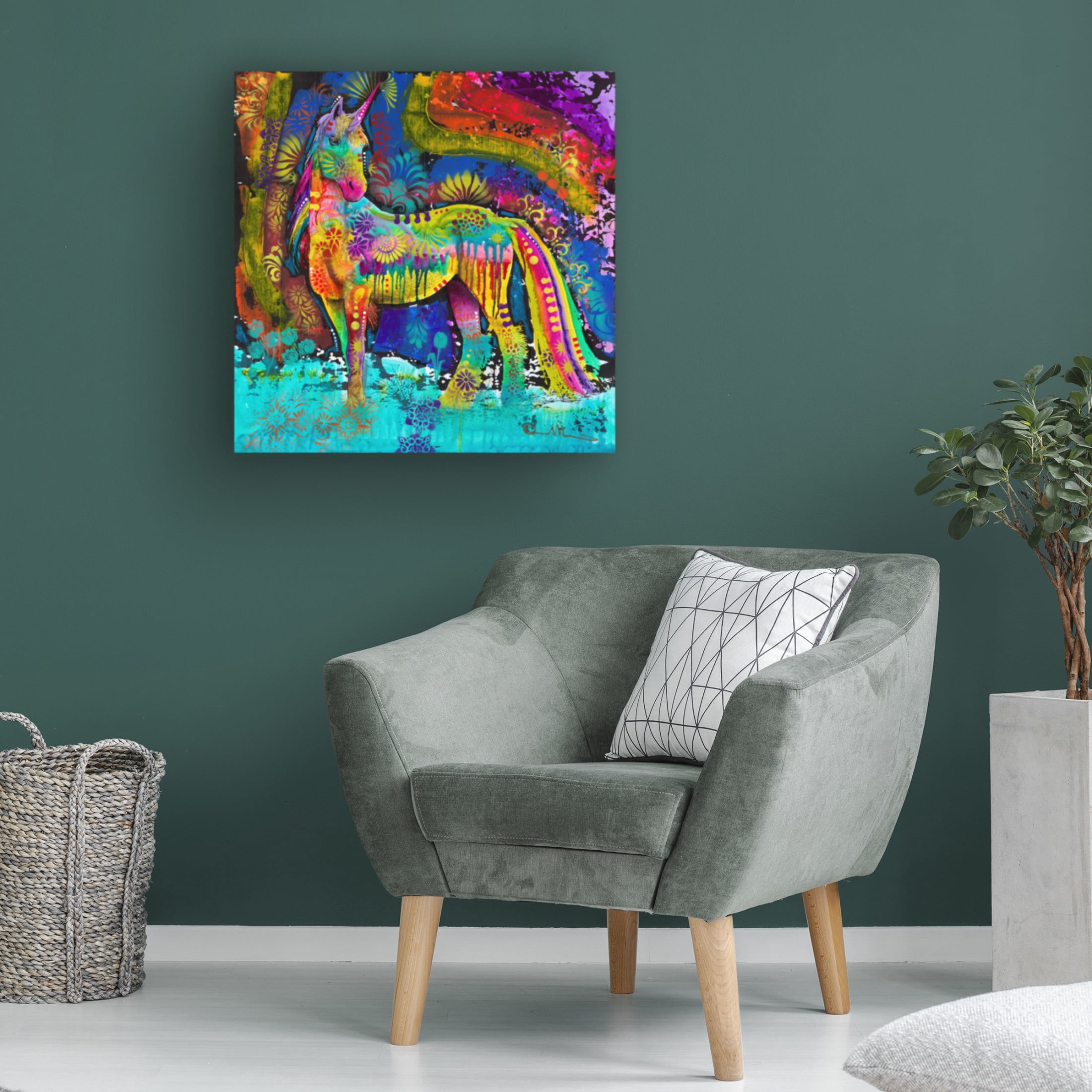 Canvas Wall Art - Dean Russo 'Oddesy Unicorn' Wall Art for Living Room, Bedroom, or Office Décor by Trademark Fine Art - 14 x 14 Inches