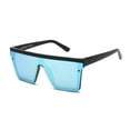 thumbnail image 1 of JIM HALO Flat Top Shield Sunglasses Square Mirror Rimless Glasses for Women Men (Black Frame / Mirror Blue Lens), 1 of 6