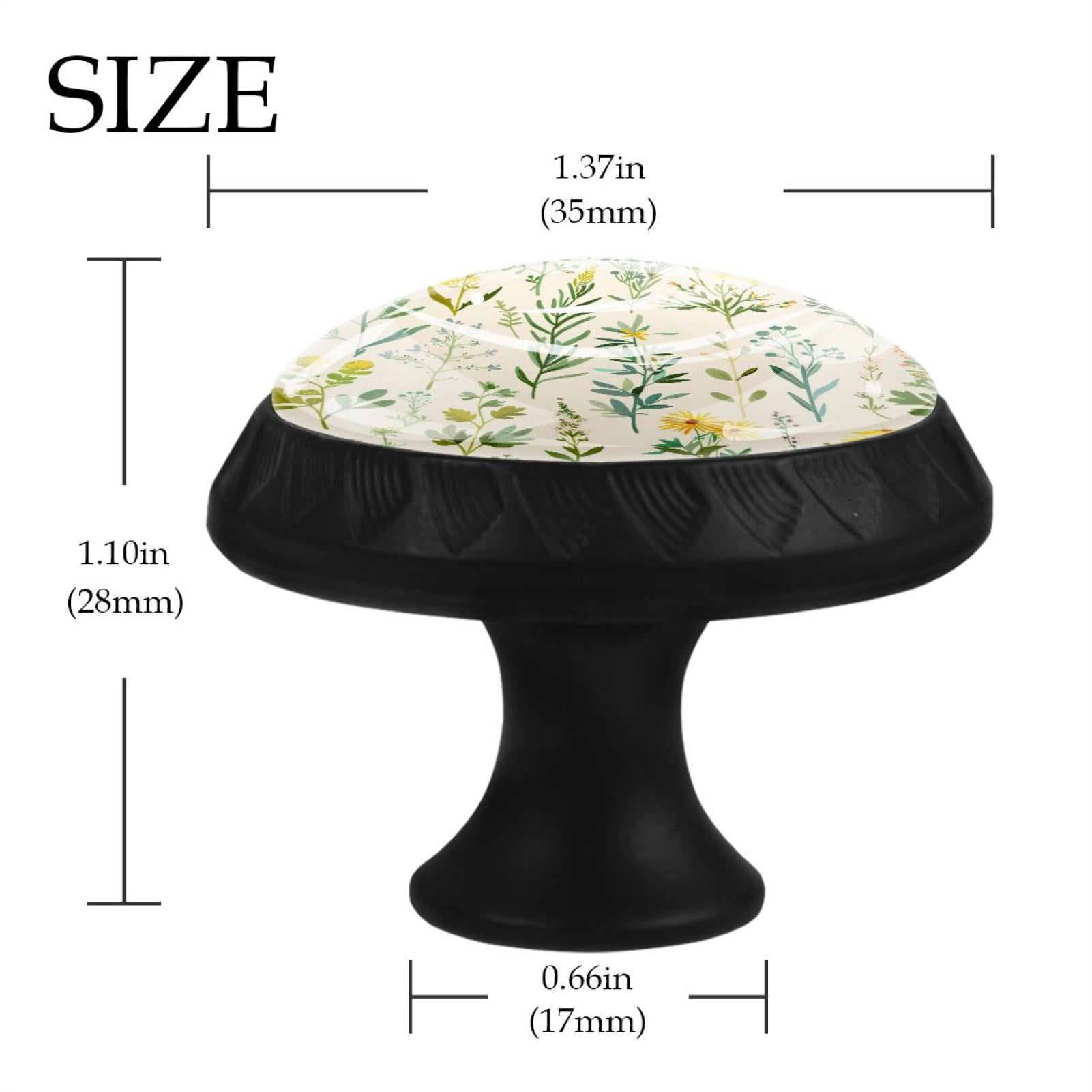 12 Pieces Cute Herbs and Floral Meadow Herbs Collection Glass Knobs for Dresser Drawers, 1.37 x 1.10 IN Round Kitchen Cabinet Pulls For Home Office Nursery Kids Room