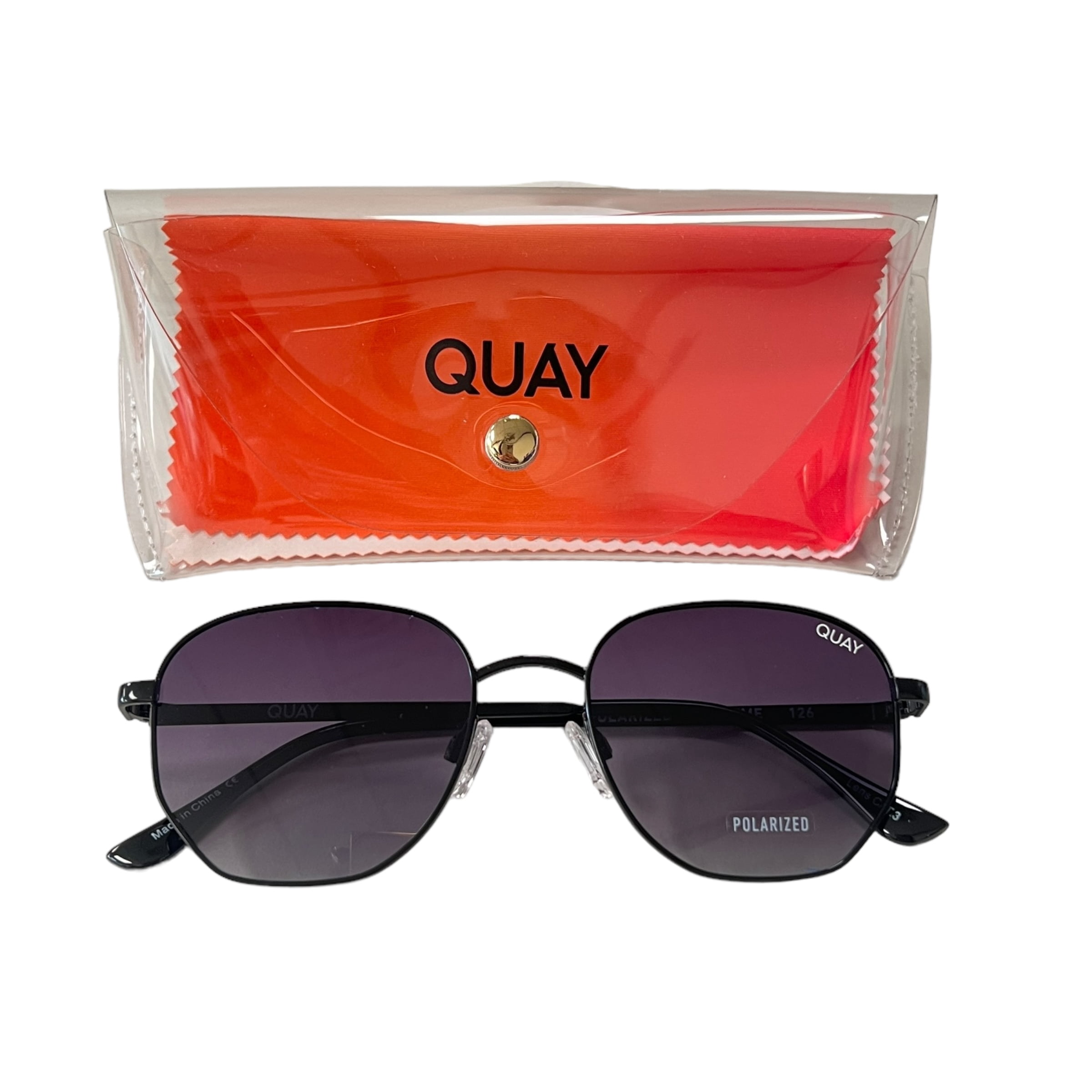 Quay Australia Big Time Square Sunglasses, Black/Smoke