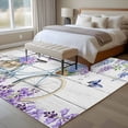 thumbnail image 4 of Purple Flowers Area Rugs 5'x8', Washable Small Throw Rugs for Classroom Bedroom, Weeping Spring Floral Bicycle Wooden Indoor Outdoor Rug Non-Slip Low Pile Carpet Runner Reversible Floor Mats, 4 of 8