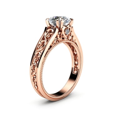 Vintage Filigree Moissanite Engagement Ring In Rose Gold