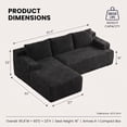 thumbnail image 3 of 96" L-Shaped Sectional Couches for Living Room, Modular Cloud Couch with Chaise, Corduroy Deep Seat Boneless Sofa, No Assembly, Black, 3 of 7