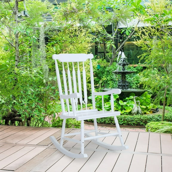 Sophia & William Outdoor Oiled Acacia Wood Rocking Chair - White