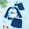 thumbnail image 2 of Toddler Boys Swimsuit Swim Set Print Swim Trunks Rash Guard Swim Cap 3 Piece Beach Pool Vacation Summer Swimwear Size 12-18 Months, 2 of 9