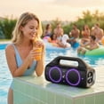 thumbnail image 2 of Parlante portátil EWTTO EW-P406BA, Bluetooth 5.3, 80W, batería 10000mAh hasta 18h, IPX67 a prueba de agua, luces LED RGB, DSP, entrada USB/AUX – Ideal para fiestas, camping o exteriores, 2 of 7