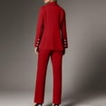 thumbnail image 4 of Women's 2 Piece Business Casual Outfits Long Sleeve Double Breasted Suit Blazers and Straight Leg Dress Pants Sets (XL, Red), 4 of 6