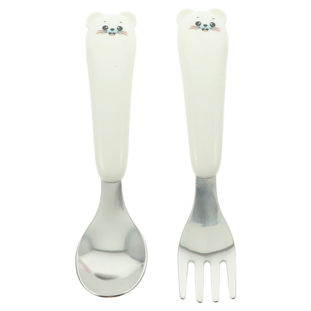 Shisuyan 1 Set Young Kids Tableware Spoon Fork Set Stainless Steel Baby Tableware Set