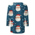 thumbnail image 5 of Fiaer Women T Shirts 3/4 Sleeve Christmas Plus Size Tshirts Crew Neck Snowflakes Santa Snowman Tree Funny Graphic Trendy Xmas Tops Dark Blue XL, 5 of 5