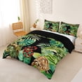 thumbnail image 3 of Metsweet Turtle Snake Lizard Duvet Cover Queen, Tropical Leaves Jungle Animal Queen Bedding, Green Brown Black,Black Reversible,3-Piece,1 Duvet Cover and 2 Pillowcases, 3 of 6