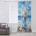thumbnail image 3 of Spring Floral Semi Sheer Curtains Drapes for Living Room,Bedroom,French Doors Window 108 Inches Long,Coastal Blue Oil Painting Botanical Daisy Rod Pocket Chiffon Curtain Drapery Voile Drape Panel, 3 of 6