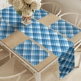 thumbnail image 2 of Ambesonne Navy Plaid Table Runner & Placemats, Abstract Diagonal Lines, Placemat 4 pcs + Runner 16"x90", Sky Blue Sky Blue, 2 of 2