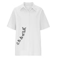 thumbnail image 3 of Gibobby Playera de Manga Corta con Cuello Redondo Algodón Casual Suelto Personalidad Impreso Solapa Botón Manga Corta(Blanco,XL), 3 of 4