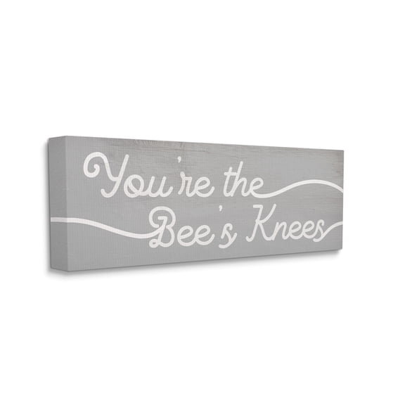 Stupell Industries You're the Bee's Knees Expression Charming Minimal Text Inspirational Painting Gallery Wrapped Canvas Print Wall Art, 10 x 24
