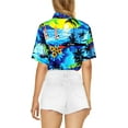 thumbnail image 5 of HAPPY BAY Button Down Shirt for Women Tropical Blouse Dress Shirt Short Sleeve Hawaiian Tops Vacation Button up Beach Party Summer Shirts for Women S Blue, Palm Tree Island, 5 of 6