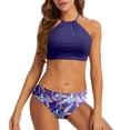thumbnail image 1 of High Neck Halter Bikini Top Floral Swimsuits Two Piece Bathing Suits Triangle Bottoms for Women Teen Juniors, 1 of 5