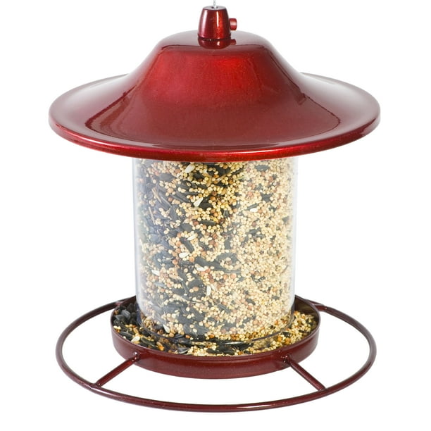 PerkyPet Red Panorama Wild Bird Seed Feeder 2 lb Capacity