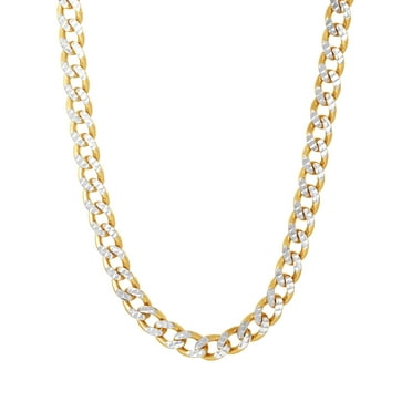 Brilliance Fine Women's Two Tone Sterling Silver Diamond Cut Curb Chain Necklace, 18"