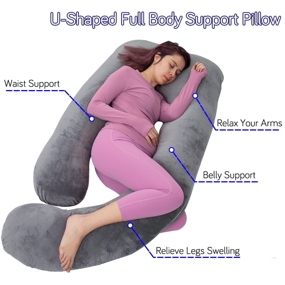 Awesling 60inch Pregnancy Pillows for Sleeping, Maternity Pillow with Velvet Cover (Gray)