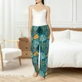 thumbnail image 4 of Salouo Tropical Leaves Print Women's Pajama Pants Casual Loose Sweatpants PJs Flowy Pants Drawstring Palazzo for Women Wide Leg Pants Lounge Pajama -Small, 4 of 8