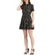 thumbnail image 1 of INSPIRE CHIC Vestido de Chifón con Volantes Florales y Lazo para Mujeres, Manga Corta Puff, Corte Ajustado y Amplio, XL Negro-Blanco, 1 of 7