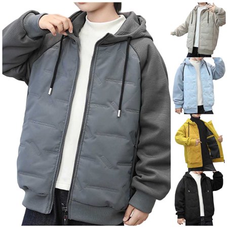 Liyamei Kids Self Heating Padded Jacket with Hood and Zipper for Winter Warm School Wear Size 14-15 Years