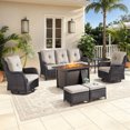 thumbnail image 3 of Jentlehouse 7-Piece Patio Furniture Set with 43'' Fire Pit Table,All-Weather Wicker Outdoor Sofa Set Patio Conversation Set for Balcony Deck Porch, 3 of 11