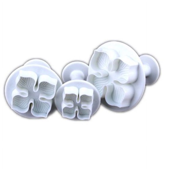 MLINS White Plastic Hydrangea Shaped Fondant Cake Plunger Cutters 3 Pieces in Different Sizes 5 8cm x 5