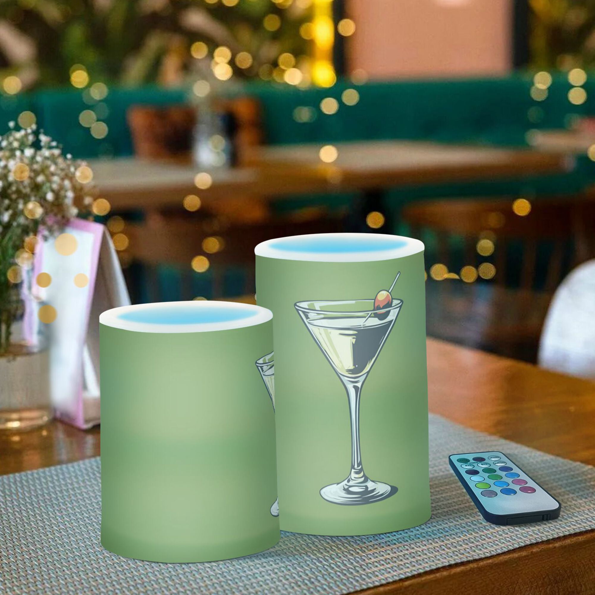 Yayeee Flameless Candles with Remote Flickering Battery Operated Multi Color Changing, Light Black Martini