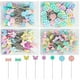 thumbnail image 1 of 100 alfileres de costura coloridos para manualidades, botones y proyectos de telas - 100PCS agujas de posicionamiento de cabeza plana con tops fáciles de agarrar, 1 of 4