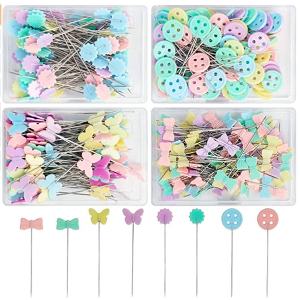 100 alfileres de costura coloridos para manualidades, botones y proyectos de telas - 100PCS agujas de posicionamiento de cabeza plana con tops fáciles de agarrar