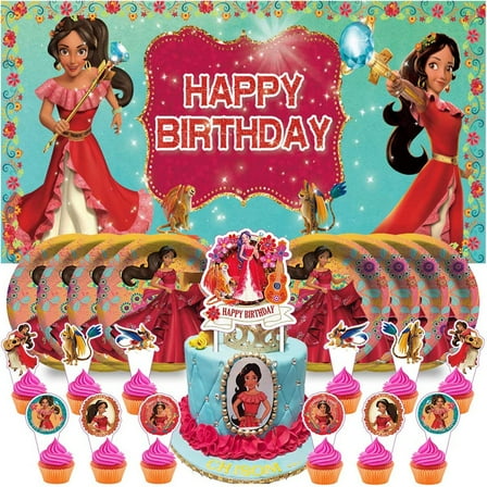 Elena Princess Birthday Supplies Plates Decorations Decor Backdrop Banner Cake Topper Fans