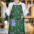 thumbnail image 5 of Green Christmas Gingerbread Man Pattern Apron-Garden Aprons for Women with Pockets-Cotton Linen Waterproof Kitchen Cooking Gardening Aprons Adjustable for Kitchen,Cooking,BBQ and Salon 33"x27", 5 of 7