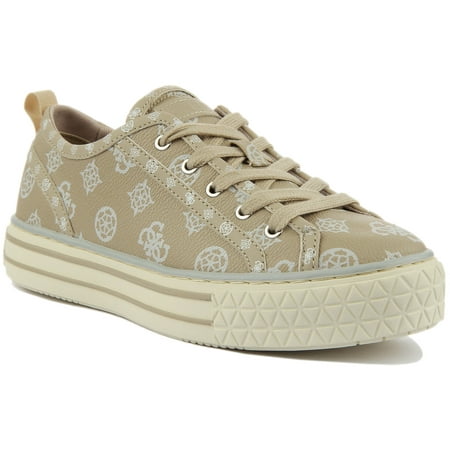

Guess Peytin Women s Lace Up Syntetic 4G Peony Logo Sneakers In Cream Size 8.5