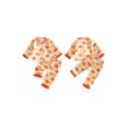 thumbnail image 2 of RUINIXCW Kids Toddler Baby Girl Halloween Silk Stain Pajamas Set Girls Fall Sleepwear Pumpkin Bread Print Lapel V Neck Furry Long Sleeve Button Down Shirt and Pants Set Loungewear Homewear 1-7 Years, 2 of 9