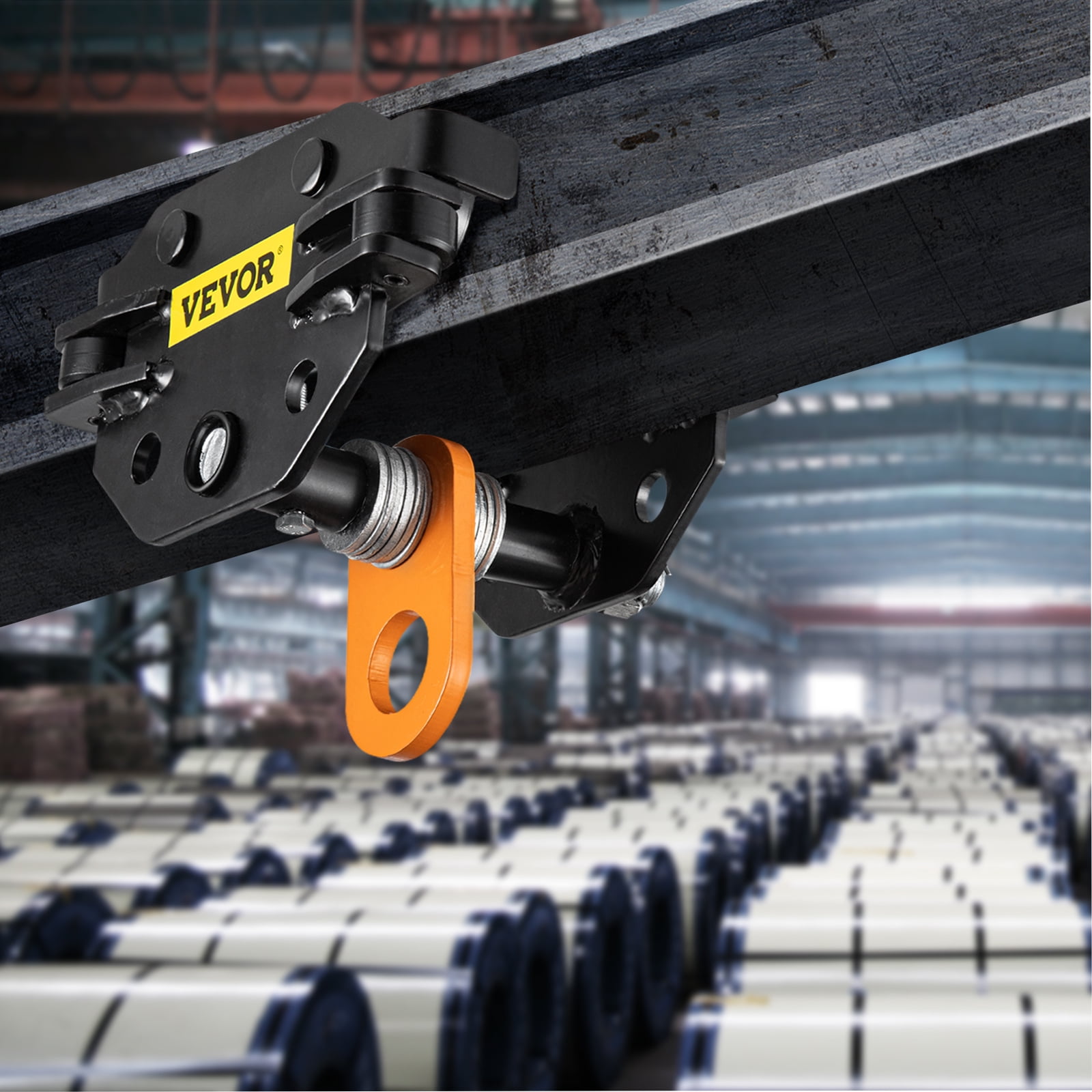 2Ton Steel I-Beam Track Push Beam Track Roller Trolley For Garage Hoist 4400 Lbs 