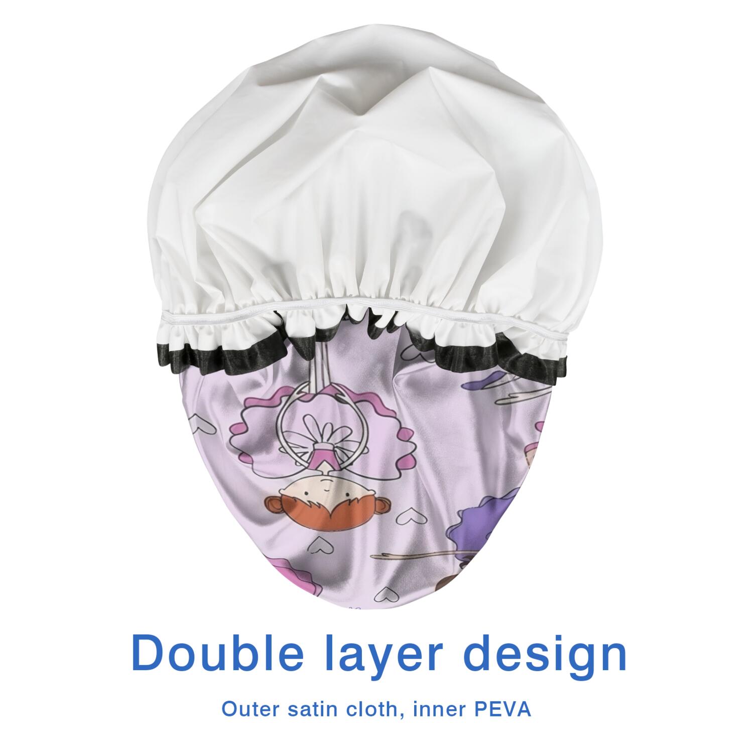 Shower Caps,Ballet Princess Girls Pattern Waterproof Shower Cap for Women 4 Pieces,Double Reusable Hair Cover for Shower PEVA Elastic Stretch Hem