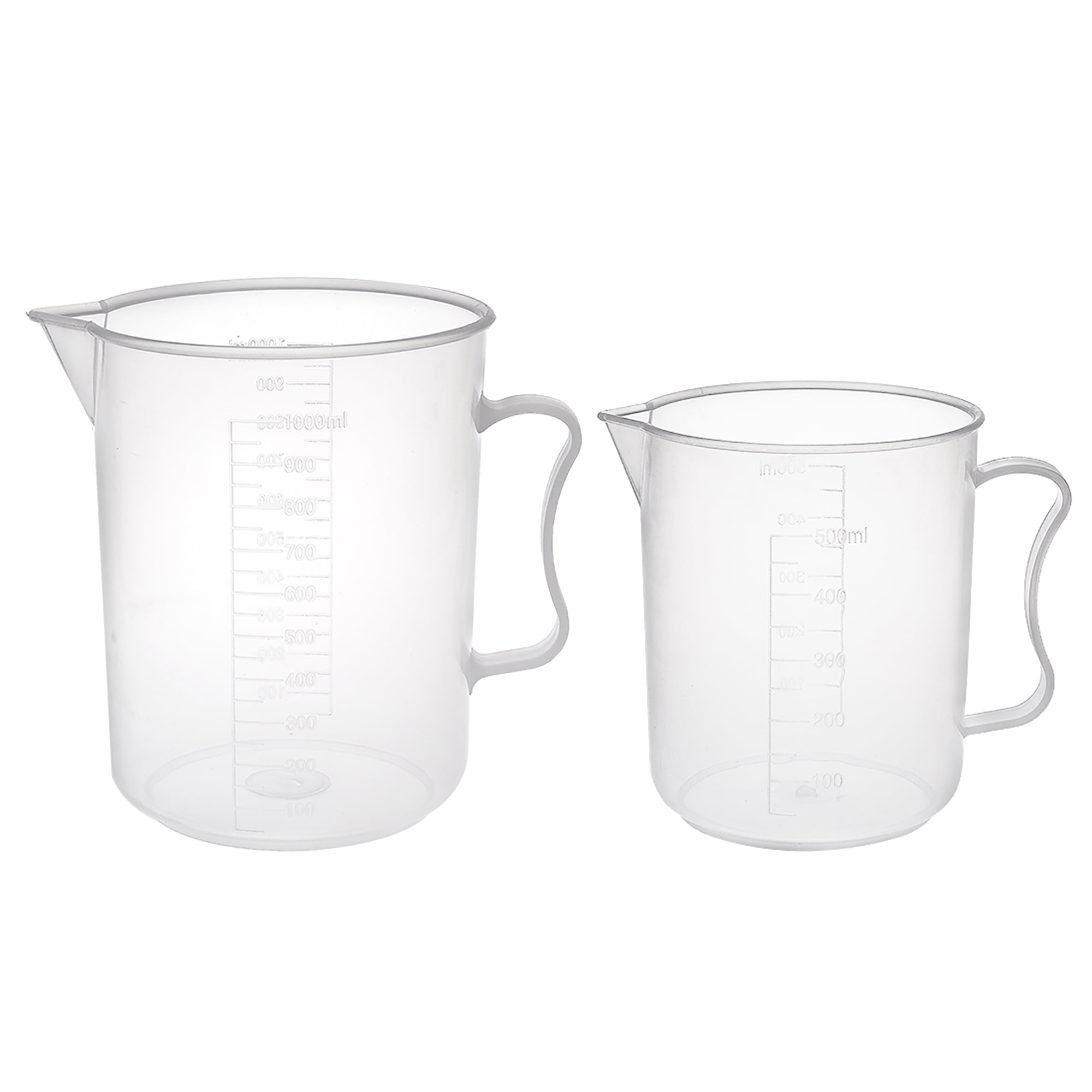 Laboratory Clear White PP Measuring Cup Handled Beaker 500ml 1000ml Set