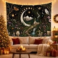 thumbnail image 3 of Crescent Moon Framing a Woodland Cottage, Mystical Fantasy for Nature Lovers, Woodland Wall Decor, Housewarming Gift Tapestry Wall Hanging for Bedroom, Living Room and Dorm, 3 of 7
